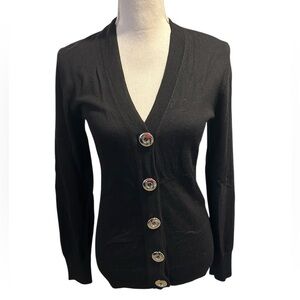 {Lady Hathaway} Black Wool Cardigan Sweater